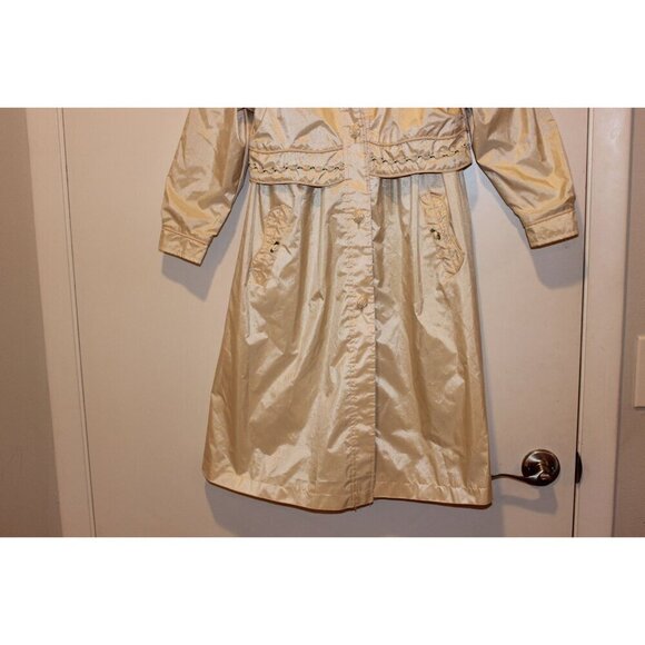 Vintage .W. Fisher I Girls 6x ivory Satin Dress Coat With Puff Sleeves & Ruffled - Picture 3 of 10
